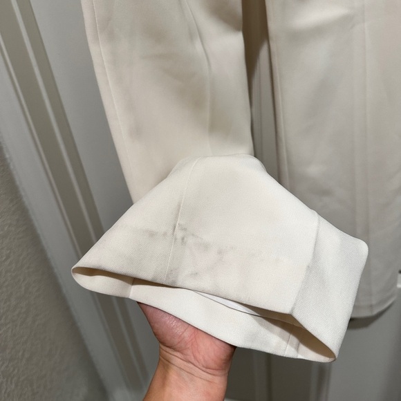 Theory Women Deep Pleat Crepe Cream Trouser Pants - Picture 12 of 12